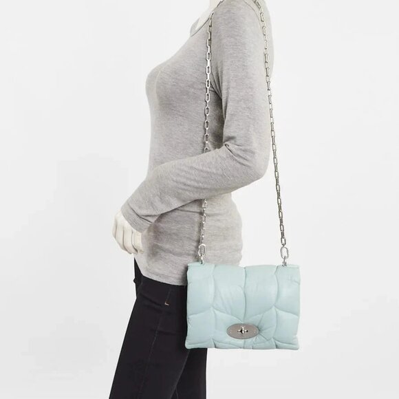 Mulberry Acrylic Green Quilted Leather Little Softie Crossbody Bag - Picture 3 of 10